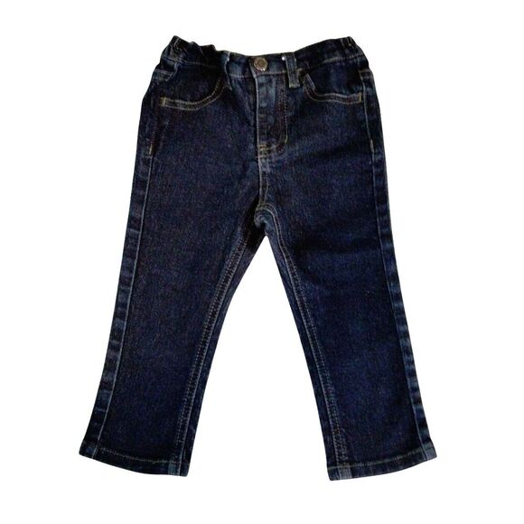 Nautica Baby Boy Size 18 Months Denim Blue Jeans Dark Wash Button Zip EUC - Picture 1 of 5